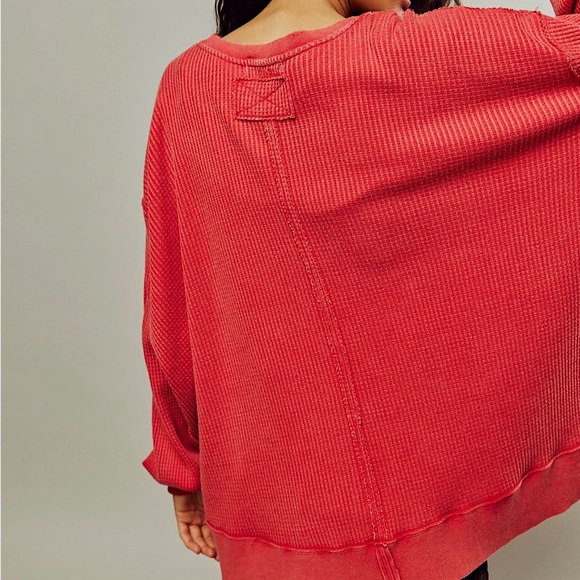 NEW Free People We The Free Buttercup Thermal In Talking Roses Red - Picture 3 of 13